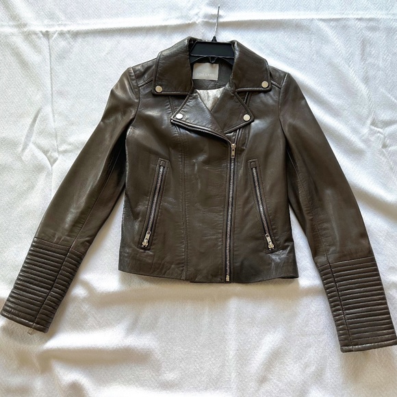 Soia & Kyo Lamb Leather Jacket, Size XS, Mushroom (Taupe/Grey) - Picture 1 of 15